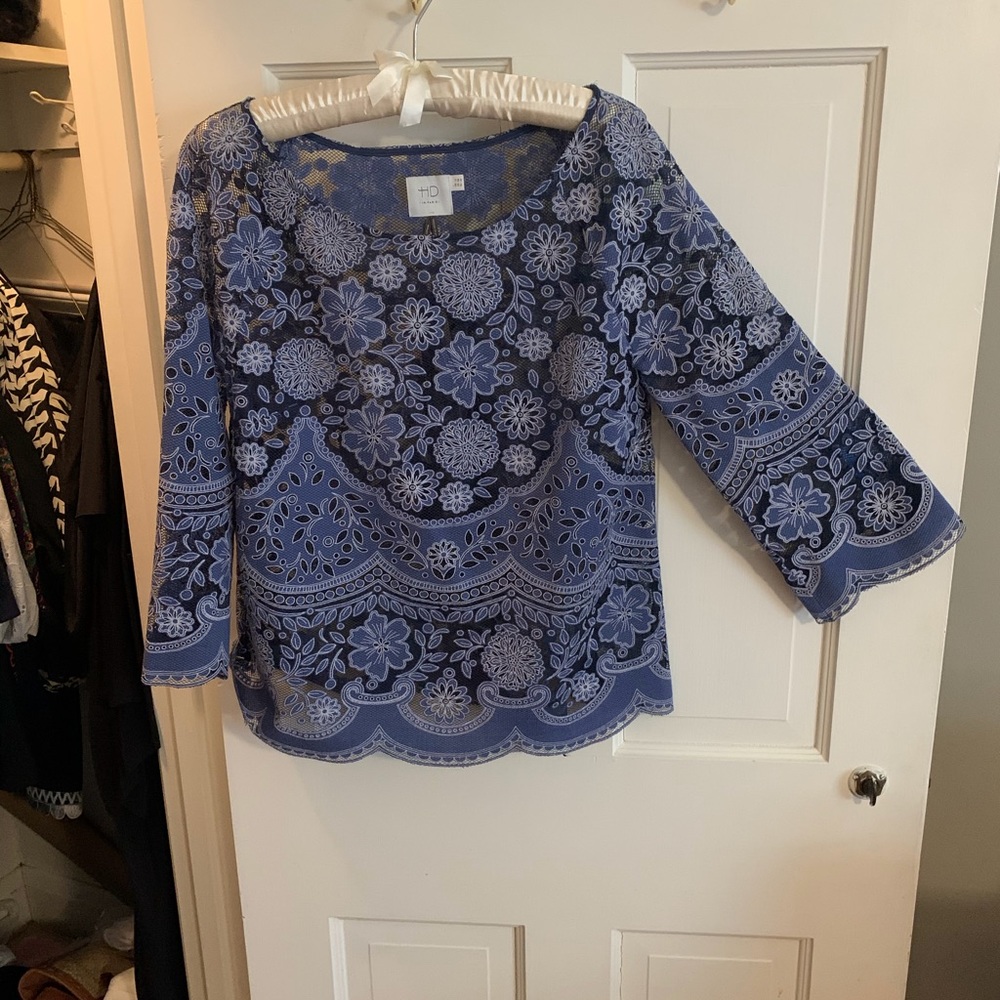 Blue eyelet top from Anthropology